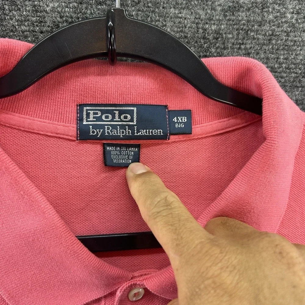 Polo Ralph Lauren Polo Shirt Mens 4XB Big Pink/Peach Stripe Pony Preppy Luxury